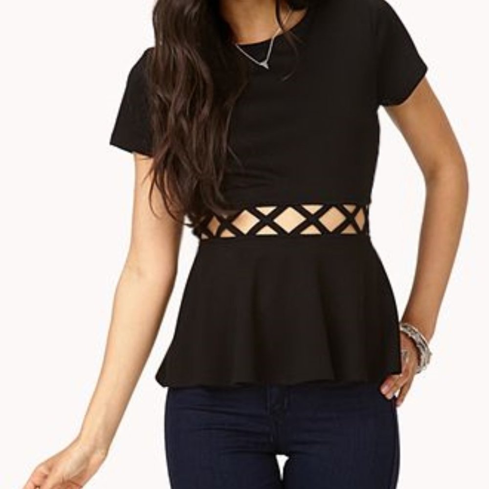 forever 21 peplum top with waist cutout